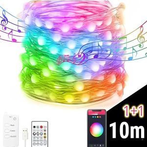 1+1 RGB LED Smart fényfüzér – 10 m hosszúság, színes és okos világítás beltérre és kültérre (BBJH) (BBD) - Image 1