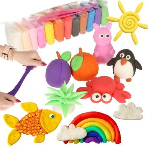 24 színű, könnyen formázható, nem ragadó gyurma készlet modellező spatulákkal - fejleszti a kreativitást és a kézügyességet (BBMJ) (FX)