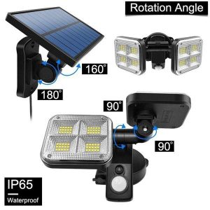 BB-JD-2109 kétoldalú, forgatható napelemes mozgásérzékelős reflektor - 120 LED-del és 270°-os bevilágítási szöggel (BBV) - Image 8