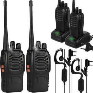 2 darabos Walkie Talkie szett zseblámpával, fülhallgatóval, 3-5 km-es hatótávolság (BBV) - Image 1