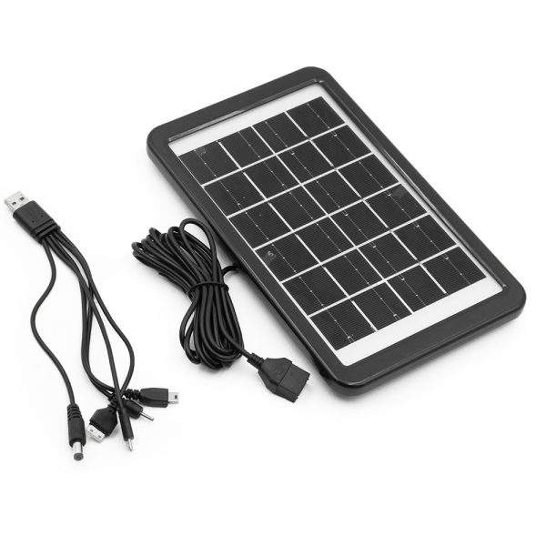3,5W teljesítményű 5 töltőfejes szolár panel - 23,5 x 14 cm napelemes töltő panel (BBV) (1)