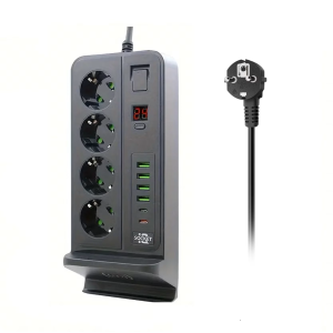 3000W-os hosszabbító 4 USB csatlakozóval és vezeték nélküli töltővel – 3 méter (THM) - Image 5
