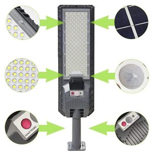 500W nagy fényerejű mozgásérzékelős LED utcai lámpa – energiahatékony és időjárásálló kültéri világítás (BBD) - Image 3