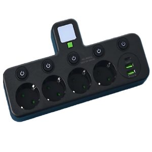 6 az 1-ben asztali töltőállomás – 4 konnektor, 2 USB + 1 USB-C porttal, kompakt elosztó otthonra és irodába HG-278 (BBJH) (BBD) (FX) - Image 8
