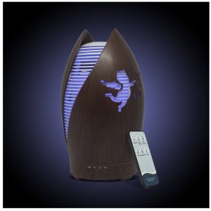 Ámor 7 LED-es aroma diffúzor távirányítóval - fahatású borítás, szabályozható üzemidő (BBV) (FX) - Image 1