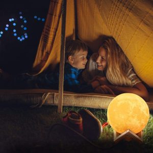 LED-es hangulat lámpa - Hold alakú éjjeli fény stílusos fa talppal és melegfehér fénnyel - 1000 W (BBJ) (BBV) - Image 8
