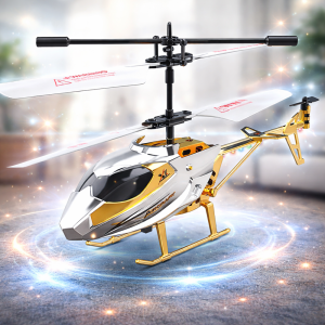 AirStorm RC távirányítós helikopter giroszkóppal – 2.5 csatornás játék helikopter gyerekeknek, arany-ezüst (BBJ) - Image 4