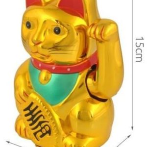 Arany színű, szerencsehozó, kínai integető macska - gazdagság hozó mancsmozgató ikonikus figura- 24 cm (BBL)(BBJ) - Image 5