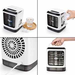 ArcticBreeze 4 az 1-ben hordozható léghűtő mini klíma – USB ventilátor és párásító 480 ml tartállyal, 3 sebesség, LED hangulatfény (BBV) (FX) - Image 5