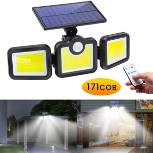 171 COB LED-es napelemes fali lámpa, fény- és mozgásérzékelővel, távirányítóval JD-2959A (BBV) - Image 5