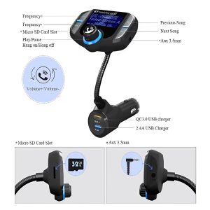 Bluetooth autós FM transzmitter BT70 – kihangosító és MP3 zenelejátszó, 2db USB töltővel és Micro SD támogatással (BBV) - Image 6