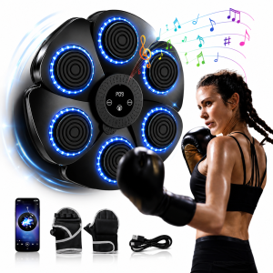 Bluetooth zenélő boxgép falra – LED reflexfejlesztő box tréner 9 ritmus móddal 40×40×6 cm (BBJ) - Image 1
