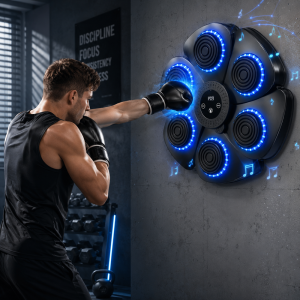 Bluetooth zenélő boxgép falra – LED reflexfejlesztő box tréner 9 ritmus móddal 40×40×6 cm (BBJ) - Image 2