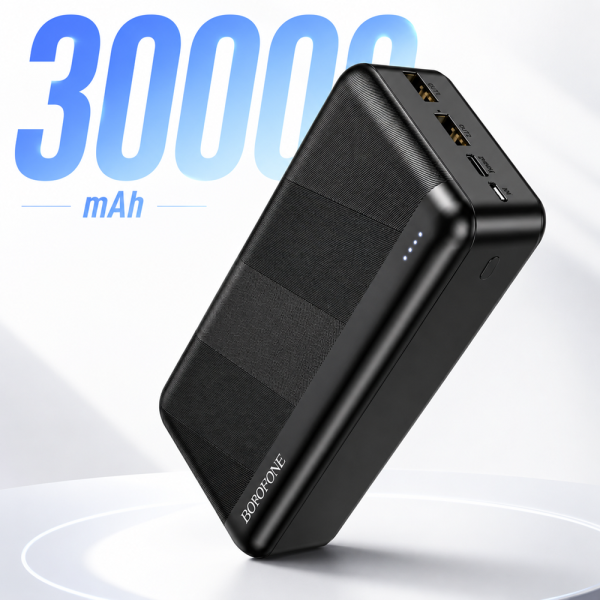 Borofone Power Bank 30000mAh – nagy kapacitású hordozható gyorstöltő fekete BJ27B (THM) 1