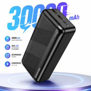 Borofone Power Bank 30000mAh – nagy kapacitású hordozható gyorstöltő fekete BJ27B (THM) - Image 5