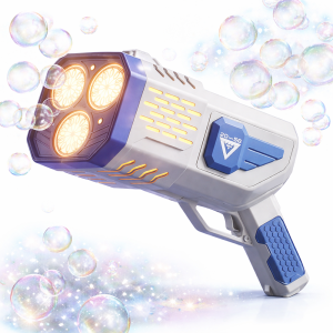 Bubble Gun 36 lyukú LED buborékfújó pisztoly – automata szappanbuborék gép gyerekeknek, kék – 2026 egyik legkeresettebb játéka (BBJ) - Image 6