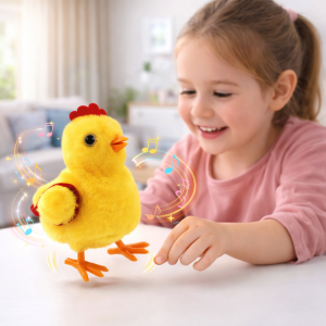 ChickoFun interaktív robot csibe – sétáló és ugráló csirkejáték hanggal és mozgással, elemes játék gyerekeknek (BBJ) - Image 2