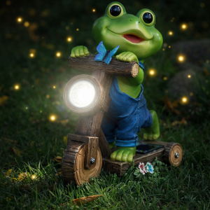 ChlinHuoho napelemes kerti béka lámpa 25,4 × 19,9 × 10 cm – LED dekoráció, kültéri szolár kerti világítás (THM) (BBD) - Image 4