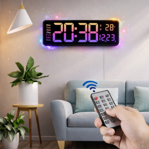 Digitális LED falióra 16” – nagy kijelzős elektronikus óra távirányítóval, állítható fényerő (5526-A) (BBD) - Image 3
