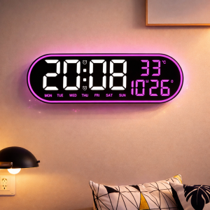 Digitális LED falióra GH8021 – nagy kijelzős, távirányítós elektronikus óra, modern design (BBD) - Image 4