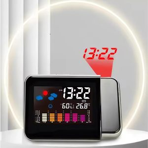 Digitális LED ébresztőóra – vetítéses kijelzővel, 180°-ban forgatható projektorral, naptárral és időjárás előrejelzéssel DS-8190 (BBL) - Image 2