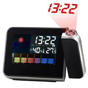 Digitális LED ébresztőóra – vetítéses kijelzővel, 180°-ban forgatható projektorral, naptárral és időjárás előrejelzéssel DS-8190 (BBL) - Image 1