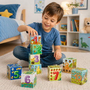 Dohi 10 Cubes Forest építőkocka készlet – 10 darabos fejlesztő toronyépítő játék gyerekeknek (BBMJ) - Image 2