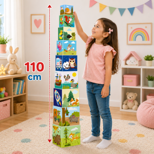 Dohi 10 Cubes Forest építőkocka készlet – 10 darabos fejlesztő toronyépítő játék gyerekeknek (BBMJ) - Image 4