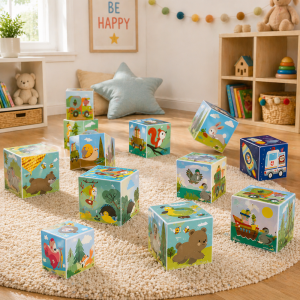 Dohi 10 Cubes Forest építőkocka készlet – 10 darabos fejlesztő toronyépítő játék gyerekeknek (BBMJ) - Image 5