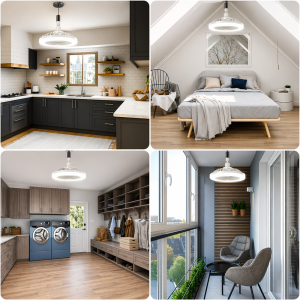 E27 LED ventilátoros lámpa távirányítóval – ultra csendes, szabályozható mennyezeti ventilátor lámpa fehér (BBD) - Image 3