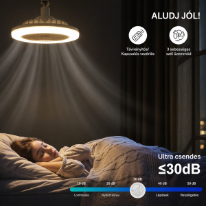 E27 LED ventilátoros lámpa távirányítóval – ultra csendes, szabályozható mennyezeti ventilátor lámpa fehér (BBD) - Image 5