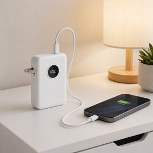EZRA PB153 powerbank 10000mAh – mini hordozható gyorstöltő beépített kábellel és digitális kijelzővel (BBD) - Image 4