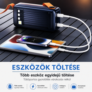 EZRA PR138 powerbank 40000mAh – nagy kapacitású hordozható gyorstöltő LED lámpával és Type-C csatlakozóval (THM) - Image 3