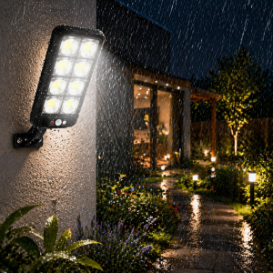 EcoLight JX-200 napelemes fali lámpa – COB LED, mozgásérzékelő, vízálló kültéri kivitel (BBD) - Image 4