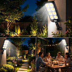 EcoLight JX-200 napelemes fali lámpa – COB LED, mozgásérzékelő, vízálló kültéri kivitel (BBD) - Image 5
