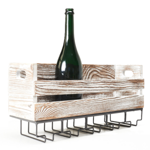 Elegáns bortartó állvány pohárakasztókkal – 52×20×14 cm-es fém borospalack tartó, modern konyhai és bár dekorációhoz (FX) (BLLV) - Image 1