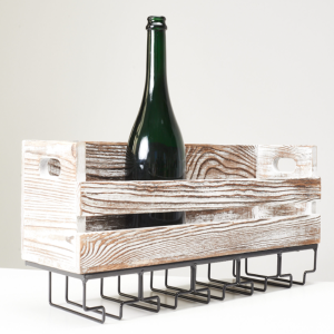 Elegáns bortartó állvány pohárakasztókkal – 52×20×14 cm-es fém borospalack tartó, modern konyhai és bár dekorációhoz (FX) (BLLV) - Image 3