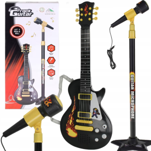 Gyerek elektromos rock gitár mikrofon állvánnyal – beépített dallamokkal (BBJ) - Image 8