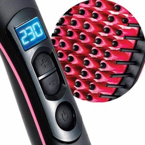 Elektromos hajkefe - hajegyenesítő fésű LCD kijelzővel, hőmérsékletszabályzóval (BBV) - Image 5