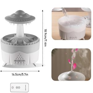 Esőcsepp mushroom design aromaterápiás diffúzor – 350 ml-es ultrahangos illóolaj párásító távirányítóval (BBJH)(BBD) - Image 9