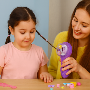 Fashion DIY automata tincskészítő készlet – 92 részes szett gyöngyökkel, szalagokkal és tincskészítőgéppel gyerekeknek (BBJ) - Image 2