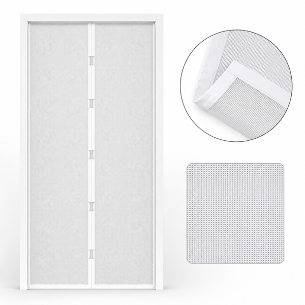 Fehér mágneses szúnyogháló ajtóra 100×210 cm – automata záródású rovarháló függöny (GL-11398WH) 1