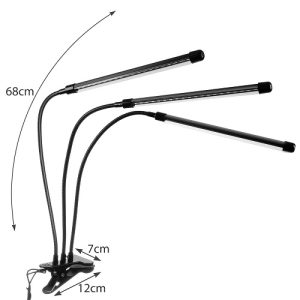 Flexibilis csíptethető-, és állítható 3 karos LED növénynevelő lámpa - 3 világítási móddal, 9 állítható fényerősséggel (BBV) - Image 12