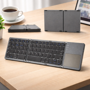 FoldKey összecsukható Bluetooth billentyűzet érintőpaddal – mini vezeték nélküli billentyűzet laptophoz, tablethez és mobilhoz (BBD) - Image 4