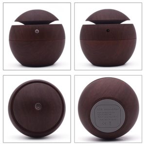 Gömb alakú ultrahangos aroma diffúzor sötétbarna színben LED világítással - 130 ml (BBV) - Image 7