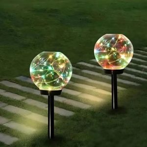 Gömb alakú, napelemes kerti LED lámpa - alkonyérzékelővel, RGB színváltós, 2 darabos szett (BBD) - Image 7