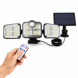 HAYAMI KL25-175A napelemes LED lámpa 138 SMD LED-del – mozgásérzékelős kültéri világítás távirányítóval (BBD) - Image 1