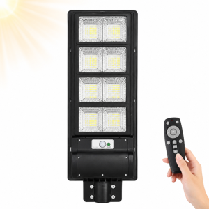 HAYAMI KL25-298 napelemes LED utcai lámpa 210 LED-del – kültéri mozgásérzékelős udvari világítás távirányítóval (BBD) - Image 5