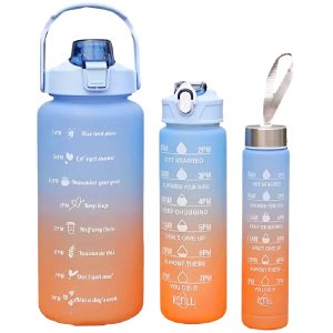 Háromrészes Havita motivációs kulacs szett, kék-sárga színkombinációban, 2L, 900 ml és 300 ml méretű palackokkal - Image 1