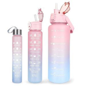 Háromrészes Havita motivációs kulacs szett, rózsaszín-kék színkombinációban, 2L, 900 ml és 300 ml méretű palackokkal - Image 3